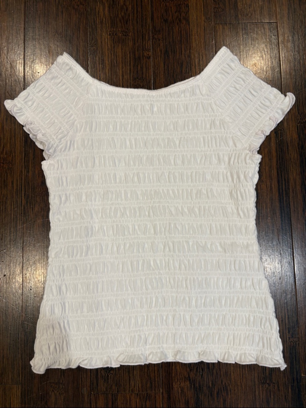 Abercrombie Kids White Smocked Short Sleeve Top